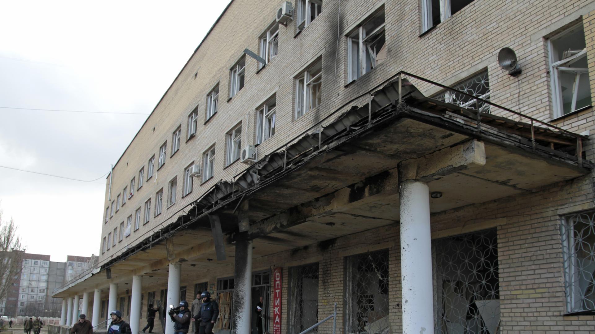 Ein Krankenhaus in Donezk nach einem Angriff der Separatisten am 04.02.2015