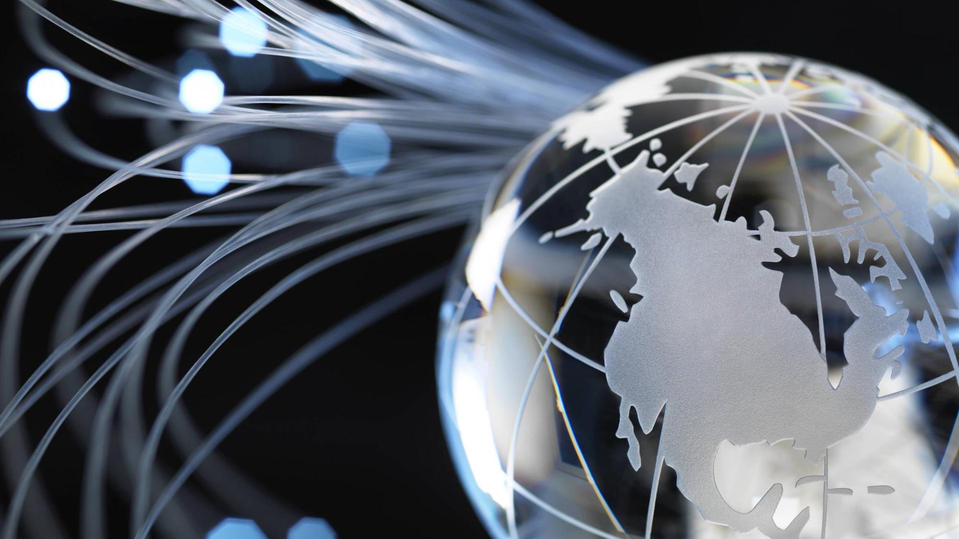 Globus und Fiberkabel-Optik (Illustration)