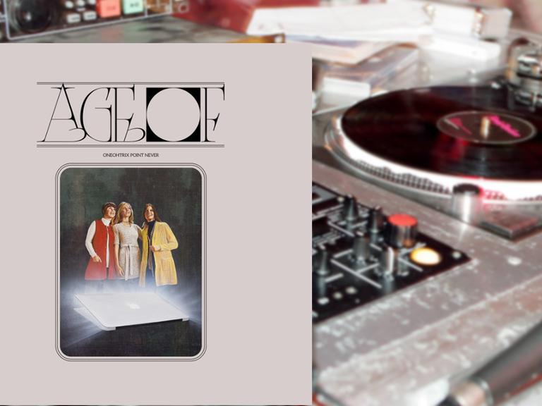 Cover des Albums "Age of" von Oneohtrix Point Never vor dem Hintergrund eines Mischpults