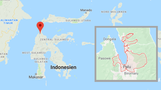 Karte von Indonesien mit Vergrößerung der Stadt Palu auf der Insel Indonesien Karte von Indonesien mit Vergrößerung der Stadt Palu auf der Insel Indonesien