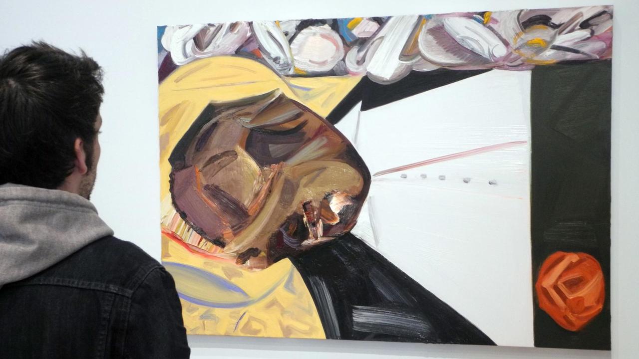 Auf dem Gemälde "Open Casket" von US-Künstlerin Dana Schutz ist die Leiche von Emmett Till zu sehen, einem afroamerikanischen Jugendlichen, der 1955 im Alter von 14 Jahren in Mississippi von zwei Weißen ermordet wurde.