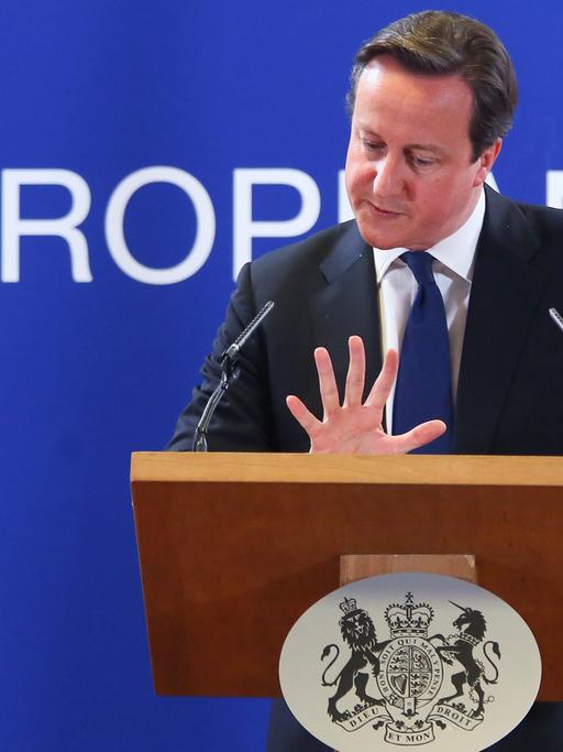 David Cameron gestikuliert bei einem Auftritt in Brüssel