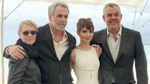 Der Regisseur Ari Folman mit seinen "Congress"-Darstellern Robin Wright, Sami Gayle und Danny Huston