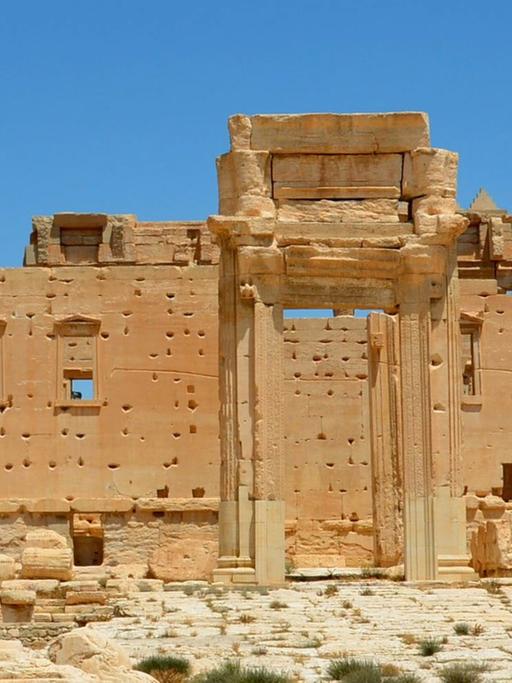 Der von der IS-Miliz zerstörte Baal-Tempel in der syrischen Ruinenstadt Palmyra im Juli 2014.