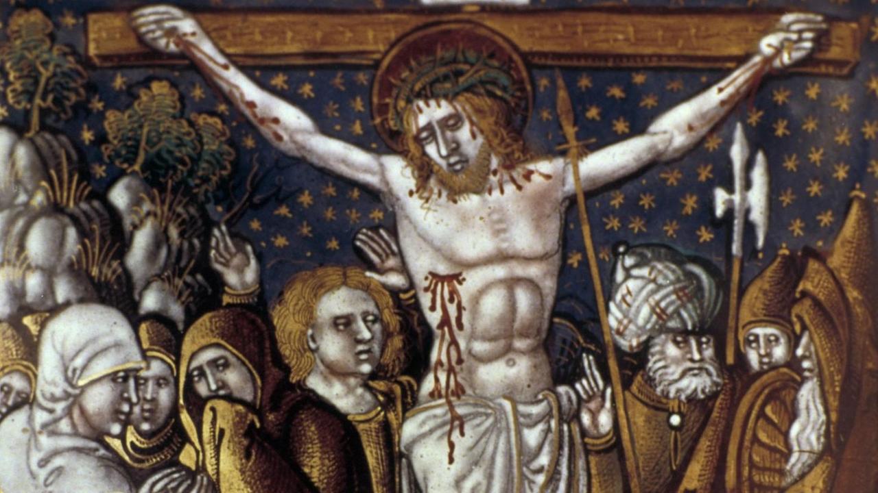 Gemälde von Jesus am Kreuz, ca. 16. Jahrhundert.