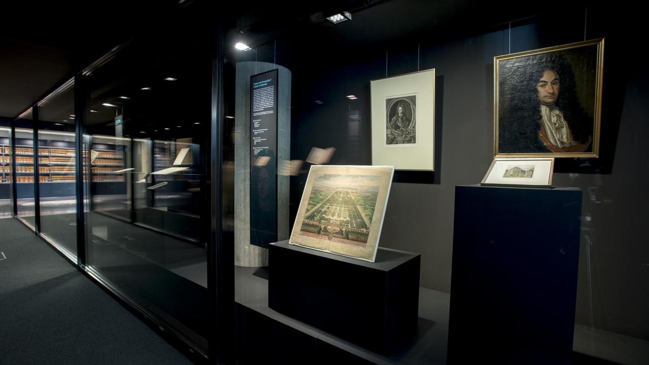 Bilder von Gottfried Wilhelm Leibniz in der von der Leibniz-Bibliothek in Hannover. 