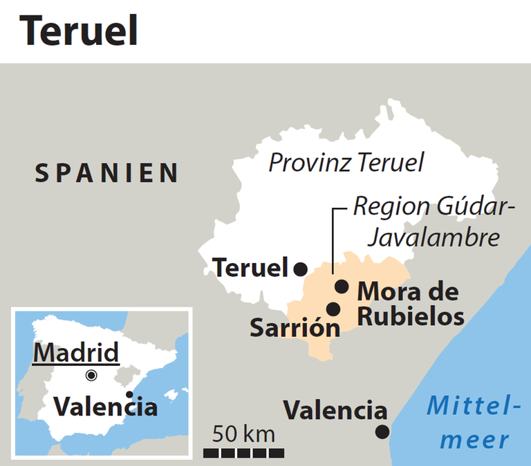 Die spanische Stadt Teruel in der gleichnamigen Provinz