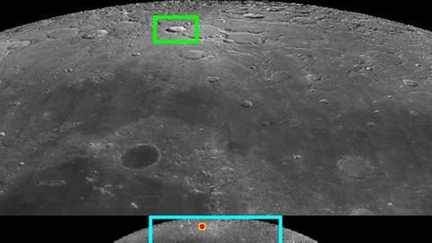 Die Lage des Mondkraters Anaxagoras nahe dem Nordrand des Mondes