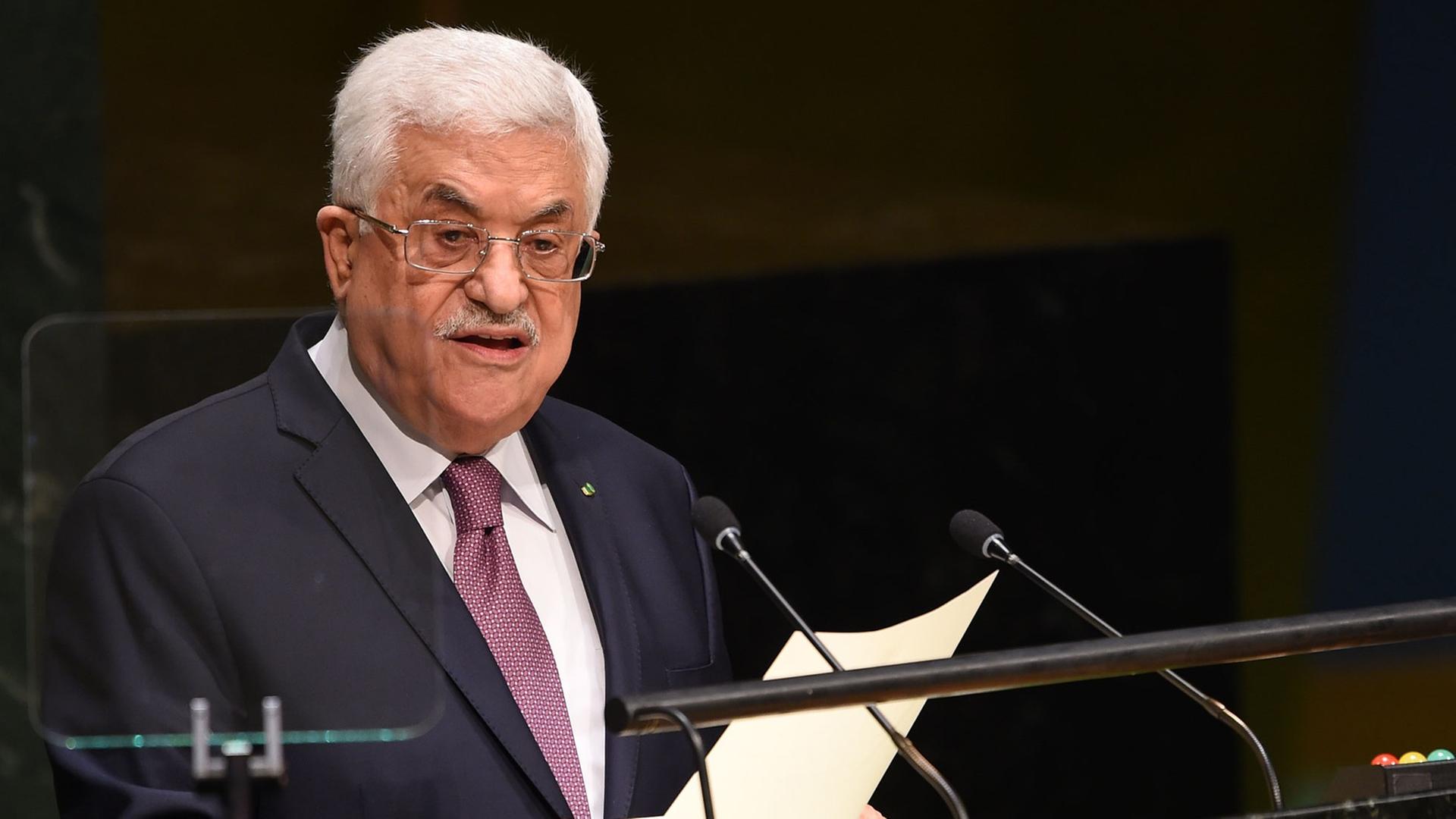 Palästinenserpräsident Mahmud Abbas spricht vor der Vollversammlung der Vereinten Nationen.