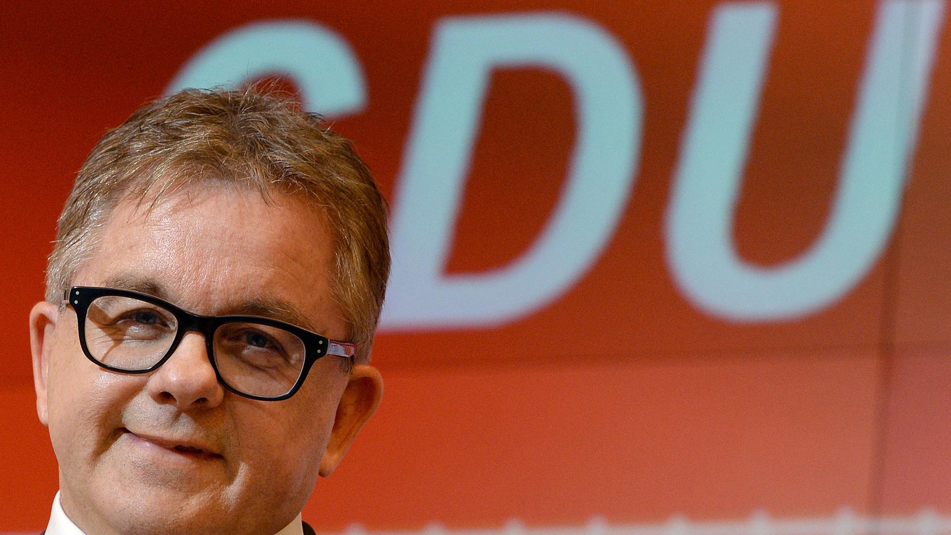 Der CDU-Politiker Guido Wolf bei der Bekanntgabe des Ergebnisses der CDU-Mitgliederbefragung für die Spitzenkandidatur 2016 in Baden-Württemberg.