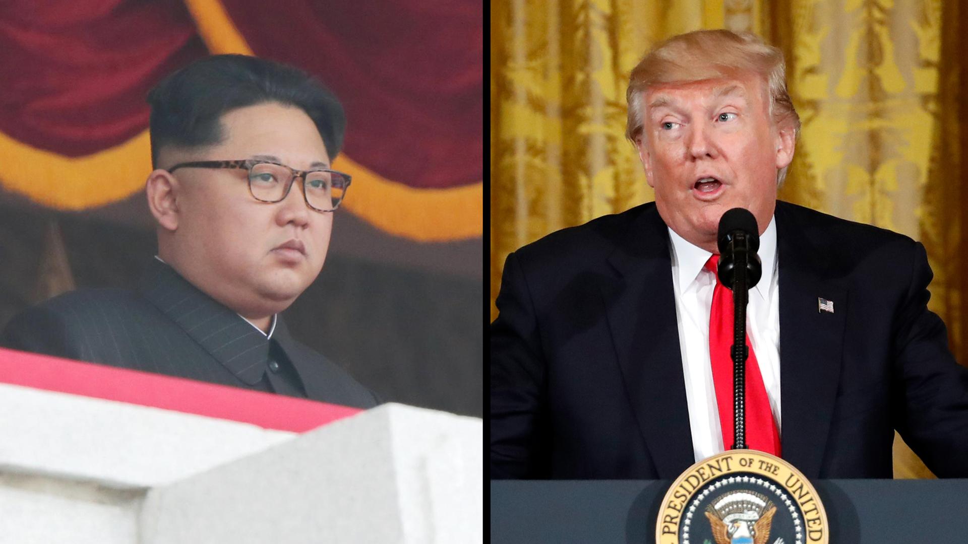 Nordkoreas Machthaber Kim und US-Präsident Trump gegenübergestellt
