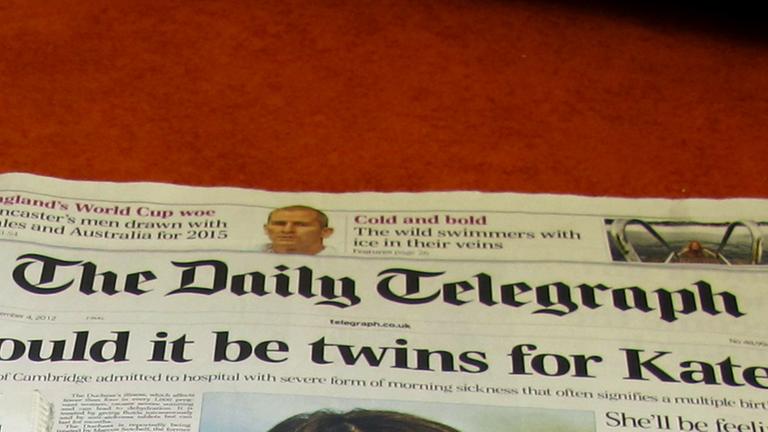 Titelseite einer Ausgabe der britischen Tageszeitung " Daily Telegraph"
