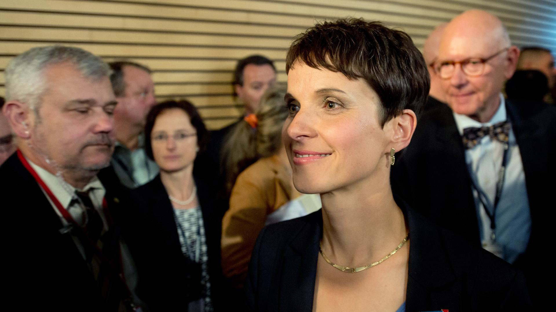 Frauke Petry, Spitzenkandidatin der AfD Sachsen, am Wahlabend.