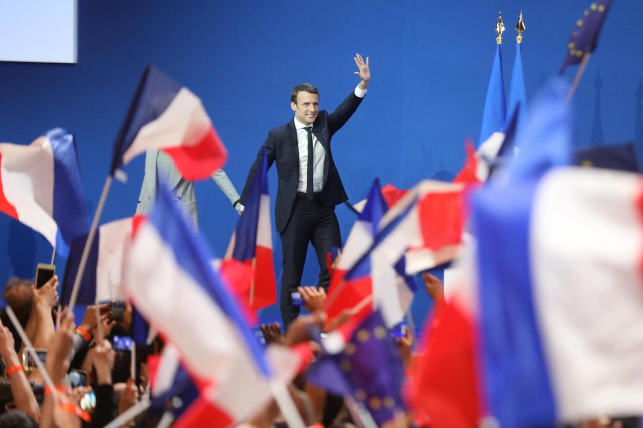 Emmanuel Macron nach der Wahl in Paris am 23. April 2017.