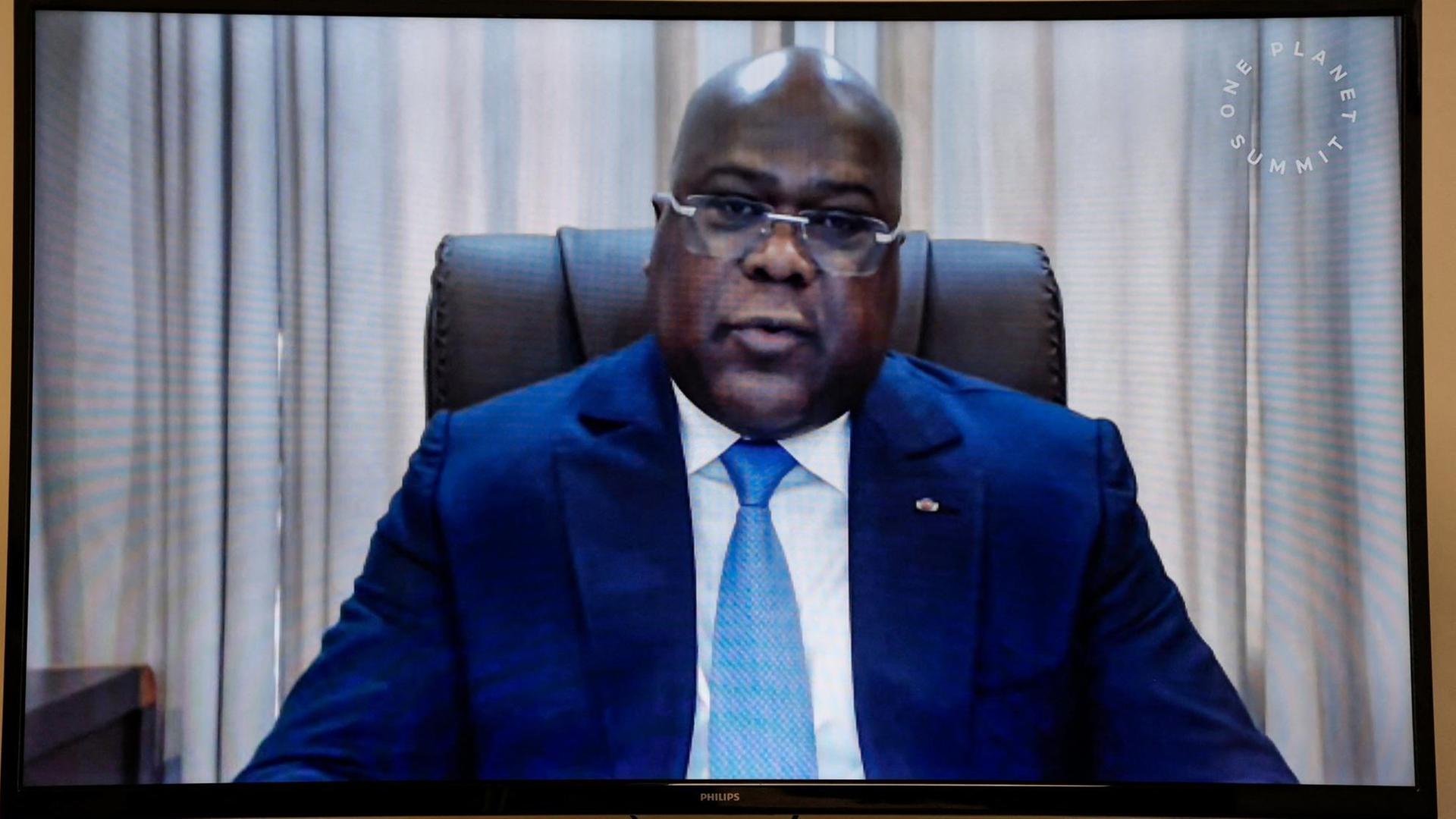 Der Präsident der Demokratischen Republik Kongo, Tshisekedi, hält eine Rede.