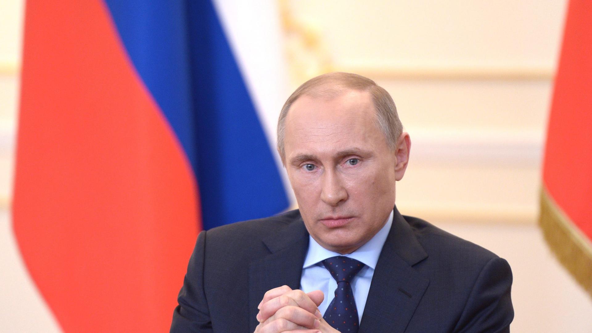 Wladimir Putin bei seiner Pressekonferenz in Moskau.