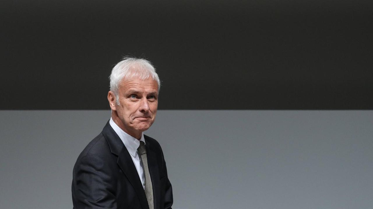 Matthias Müller, Vorstandsvorsitzender der Volkswagen AG, auf einer Hauptversammlung in Wolfsburg.