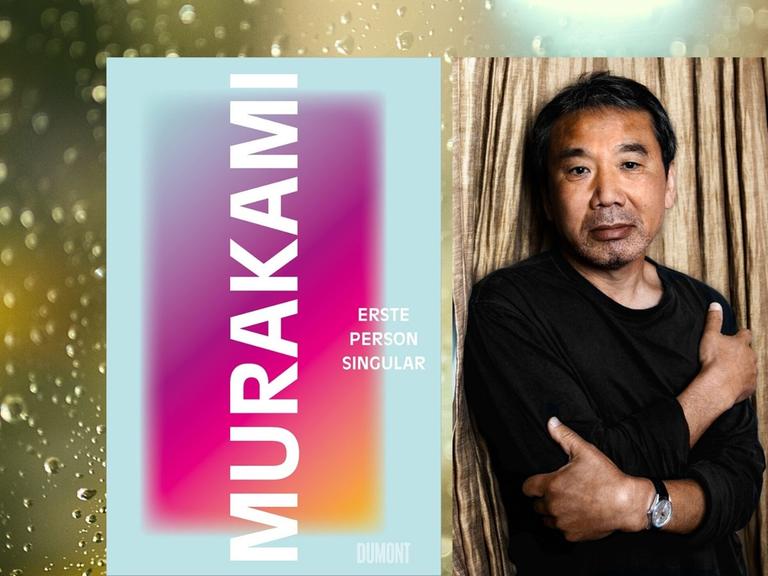 Collage: Vordergrund Buchcover "Erste Person Singular" und Autor Haruki Murakami // Hintergrund: Stockimage