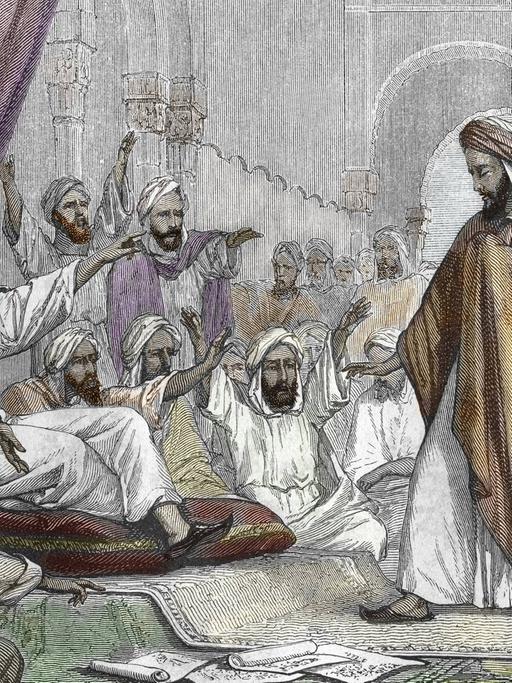 Der arabische Philosoph, Theologe, Jurist, Mathematiker und Arzt Averroes lebte von 1126 bis 1198. Er verfasste Kommentare zu zahlreichen Schriften von Aristoteles und hatte großen Einfluss auf die christliche Scholastik des Mittelalters.