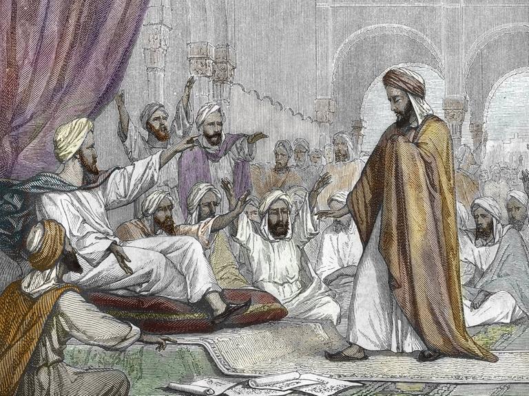 Der arabische Philosoph, Theologe, Jurist, Mathematiker und Arzt Averroes lebte von 1126 bis 1198. Er verfasste Kommentare zu zahlreichen Schriften von Aristoteles und hatte großen Einfluss auf die christliche Scholastik des Mittelalters.