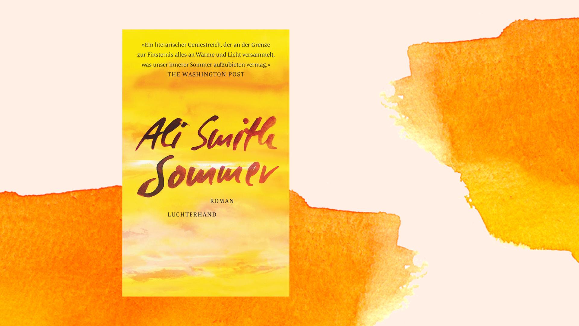Das Cover zeigt eine Malerei mit einem Himmel in gelber, sommerlich-abendlicher Stimmung. Name der Autorin und Titel des Romans stehen in tiefroter Schreibschrift auf dem Bild.