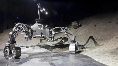 Der Schreit-Fahrrover SherpaTT unterwegs auf dem "Utah-Mars"