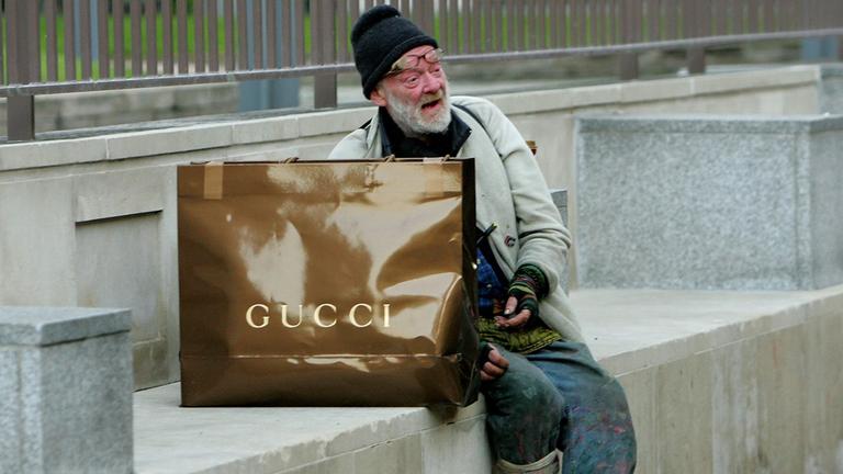 Ein obdachloser Mann in London