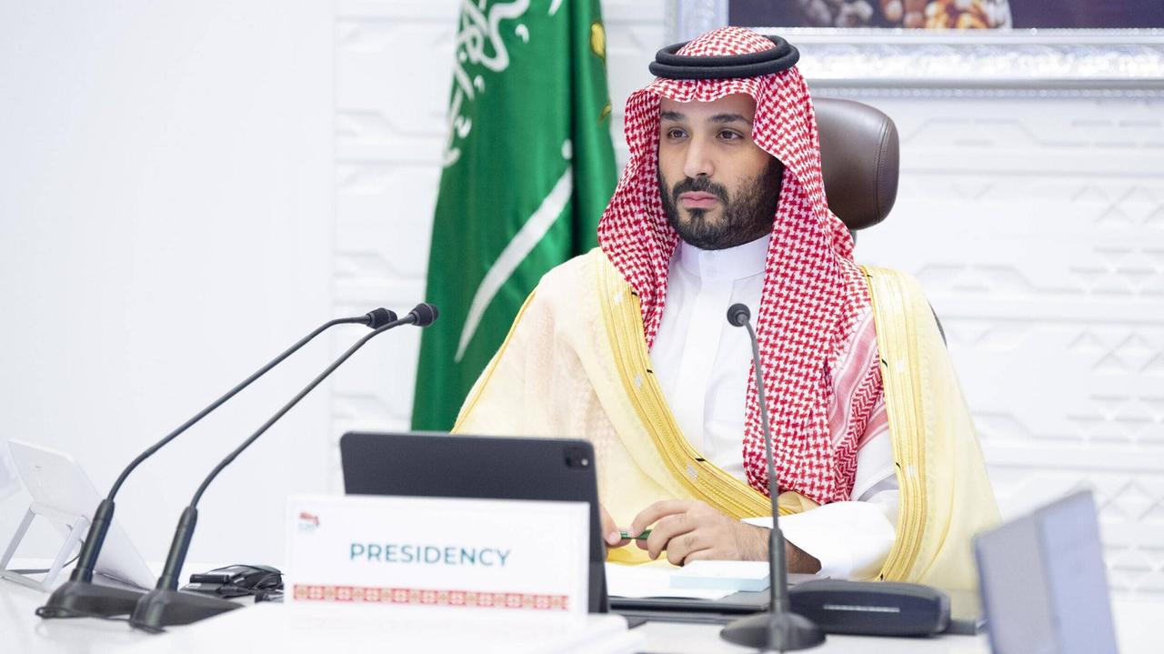 Porträt Mohammed bin Salman Al Saud beim G20-Gipfel in Riad.