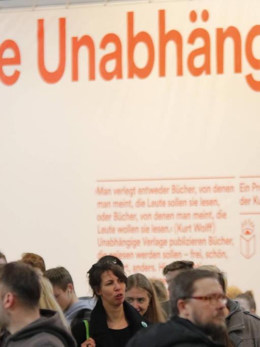 Stand der Unabhängigen Verlage auf der Leipziger Buchmesse 2018