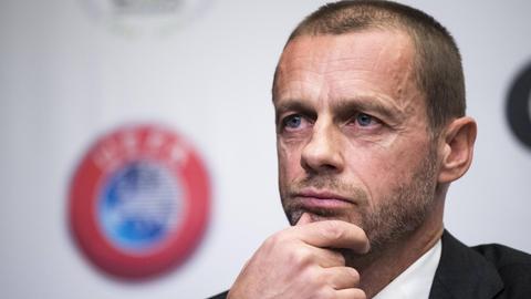 UEFA-Präsident Aleksander Ceferin während einer PK LAURIExDIEFFEMBACQ PUBLICATIONxINxGERxSUIxAUTxONLY x05473577x