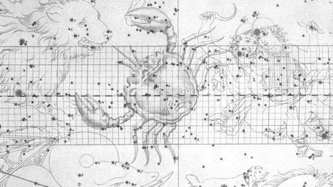 Das Sternbild Krebs im Atlas Celeste von John Bevis