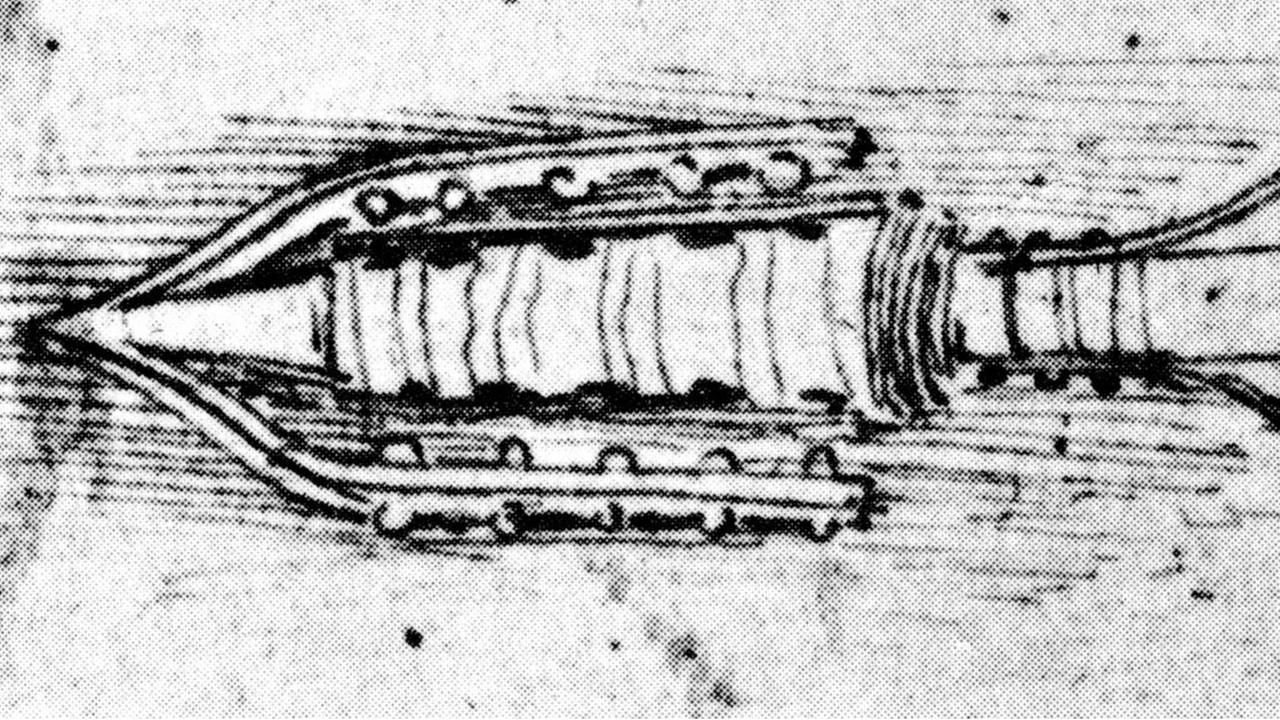 Zeichnung einer Bombe von Leonardo da Vinci