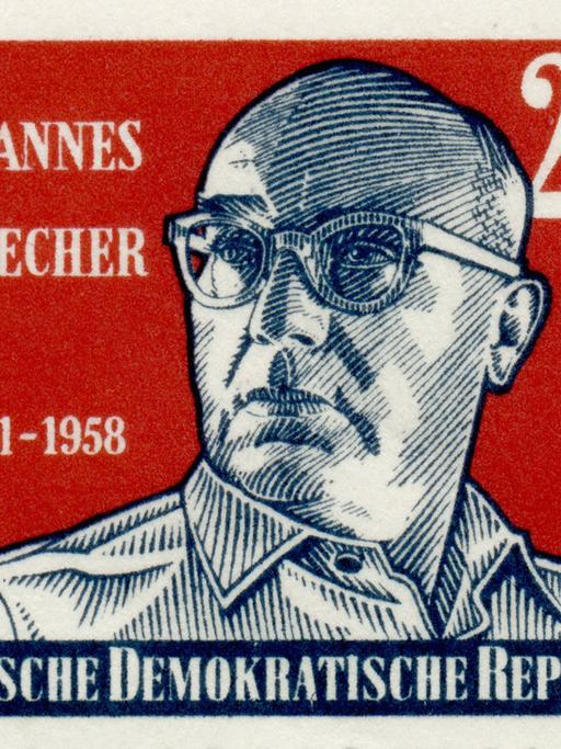 Briefmarke der DDR, Johannes Robert Becher, Texter der Nationalhymne der DDR, 1959