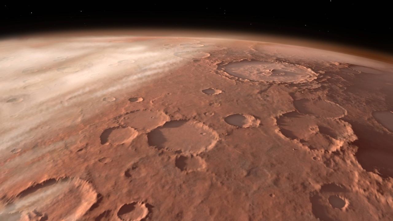Aufnahme vom Mars-Südpol: Nur alle zwei Jahre befindet sich Mars in Erdnähe