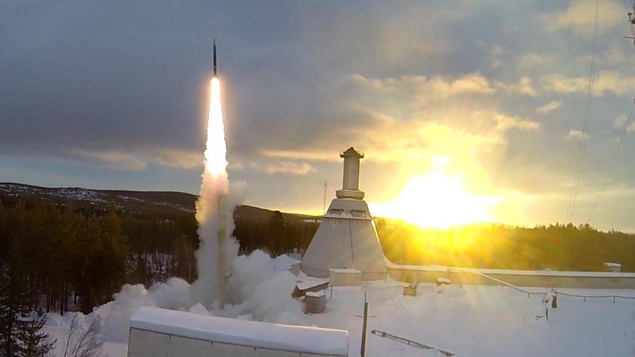 Start einer REXUS-Raketen von Esrange in Nordschweden