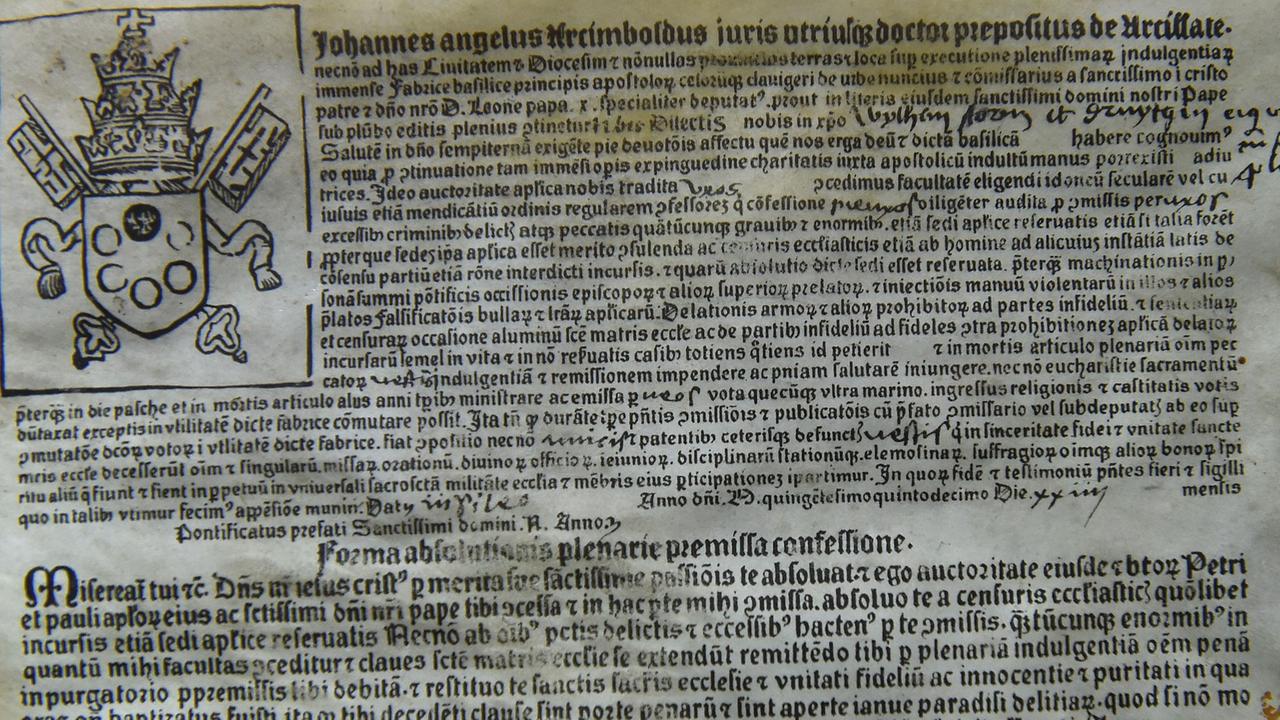 Ein orinaler Ablassbrief aus dem Jahr 1515