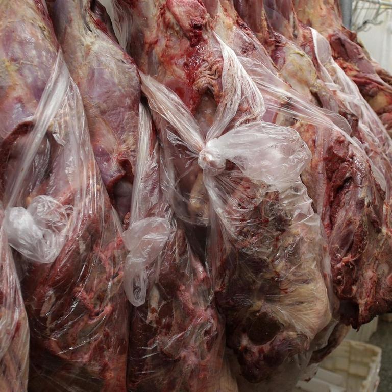 ARCHIV - Metzgereiangestellte arbeiten am 20.03.2017 in Rio de Janeiro (Brasilien). (zu dpa "EU will Gammelfleisch aus Brasilien abweisen" vom 25.03.2017)
