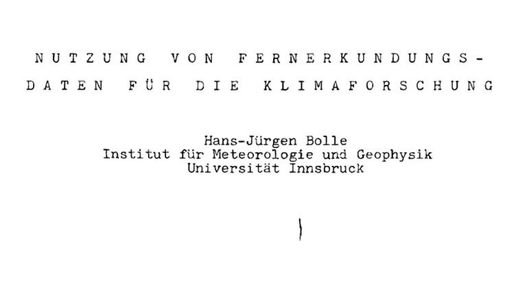 Titelseite der epochalen Arbeit von Hans-Jürgen Bolle zur Klimaforschung auch mit Satellitendaten