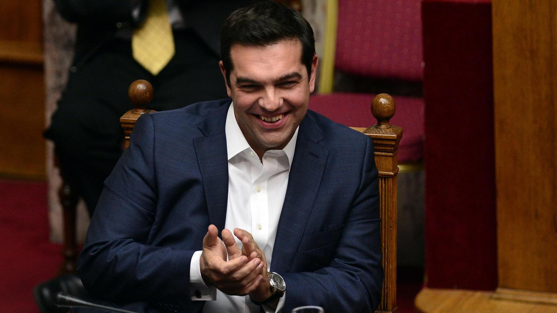 Der griechische Ministerpräsident Alexis Tsipras während der Vertrauensabstimmung im Parlament in Athen.