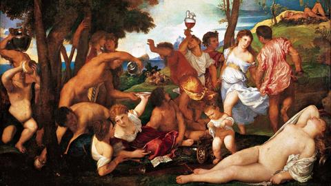 Arrivo di Bacco sull isola di Andros (Baccanale degli Andrii). Arrivee de Bacchus sur l ile d Andros. Image representant Fete de satires et de bacchantes en l honneur de la divinite Bacchus (Baccanale). Peinture de Tiziano Vecellio dit le Titien (1485-1576), v.1525. Dim. 1,75 X 1,93 m. Madrid, musee du Prado. . !AUFNAHMEDATUM GESCHÄTZT! PUBLICATIONxINxGERxSUIxAUTxHUNxONLY EPS1067 Arrivo Tue Bacco sull Isola Tue Andros degli Arrivee de Bacchus sur l Ile D Andros Image Representant Fete de satires Et de Bacchantes en l Honneur de La Bacchus Peinture de Tiziano Vecellio DIT Le 1485 1576 V 1525 Dim 1 75 X 1 93 M Madrid Musee you Prado date estimated PUBLICATIONxINxGERxSUIxAUTxHUNxONLY EPS1067