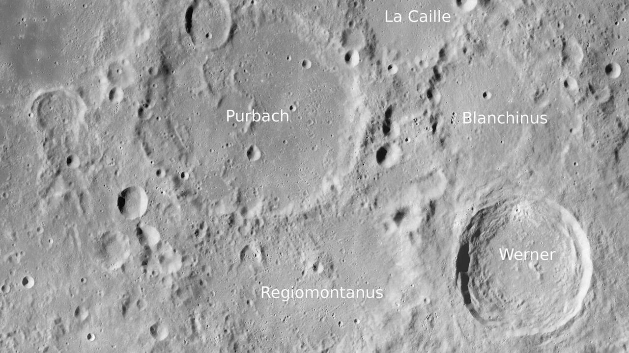 Regiomontanus und Georg von Peuerbach (Purbach) sind bis heute Nachbarn – auf dem Mond 