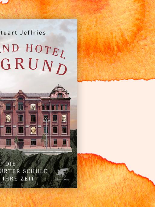 Das Bild zeigt das Cover des Buches "Grand Hotel Abgrund" vor einem aquarellierten Hintergrund.