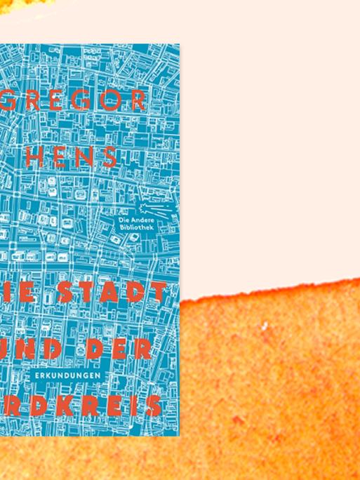 Das Cover des Buches "Die Stadt und der Erdkreis" auf orangefarbenem Pastell-Hintergrund.