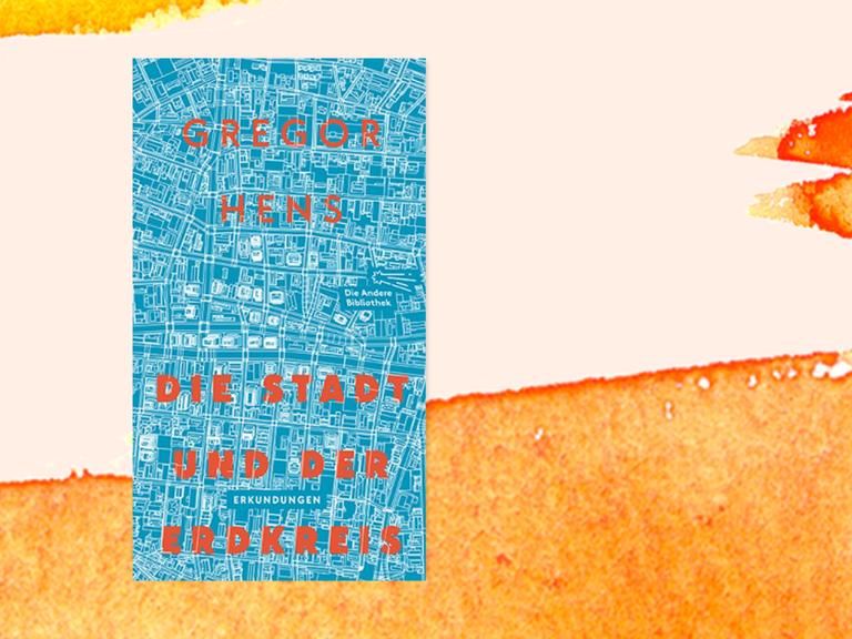 Das Cover des Buches "Die Stadt und der Erdkreis" auf orangefarbenem Pastell-Hintergrund.