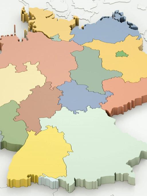 Karte der deutschen Bundesländer in verschiedenen Farben.