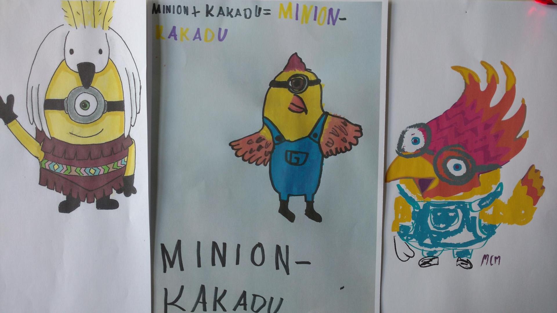 Kakadu-Minions gemalt von Kakadu Hörern
