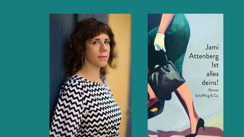 Ein Portrait der Autorin Jami Attenberg und das Buchcover von „Ist alles deins!“