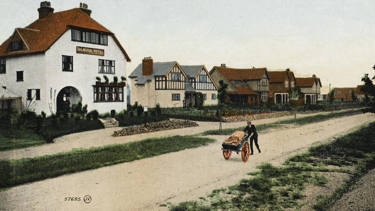 Postkartenansicht der Gartenstadt Letchworth in Hertfordshire von 1909.