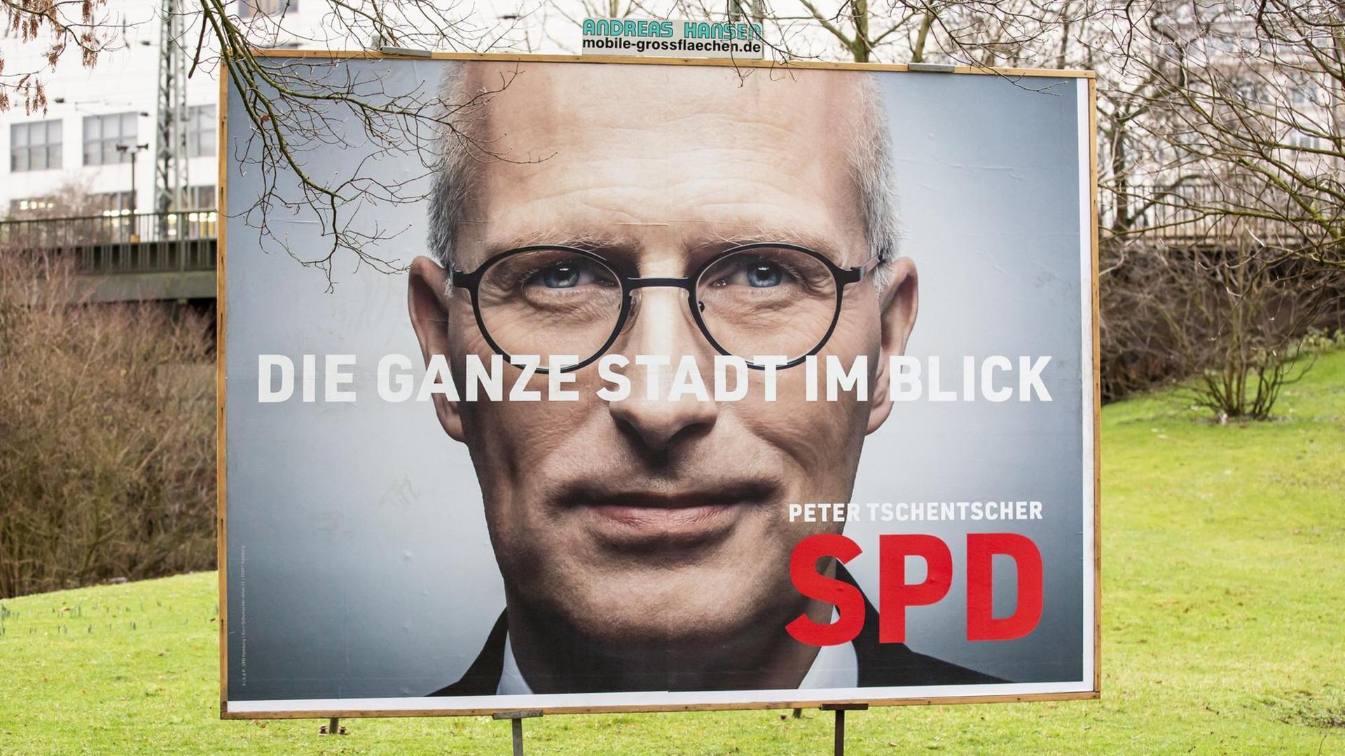 Wahlwerbung von Bürgermeister Peter Tschentscher (SPD) für die Bürgerschaftswahl 2020 am Sonntag, 02. Februar 2020 in der Innenstadt von Hamburg.