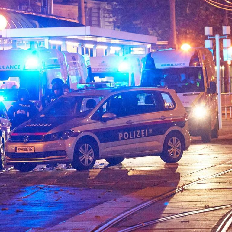 News Bilder des Tages - Wien 02.11.2020 - Heute abend gab es in der Wiener Innenstadt einen Terroranschlag bei dem an mehreren Tatorten zwei Passanten getötet wurden und zumindest 15 Menschen teils schwer verletzt wurden. Einer der mutmaßlich zwei Täter wurde von der Polizei erschossen, der zweite Attentäter ist noch auf der Flucht. Ein Grossaufgebot der Polizei samt Sondereinsatzgruppen und der Rettung sind im Dauereinsatz, die Situation war bis in die Nacht nicht geklärt. PHOTO: Schwer bewaffnete Polizisten und Sondereinheiten durchkämmen die abgeriegelte Wiener Innenstadt. // Vienna AUSTRIA - Tonight there was a terrorist attack in downtown Vienna in which two passers-by were killed at several crime scenes and at least 15 people were injured, some serio PUBLICATIONxNOTxINxAUT